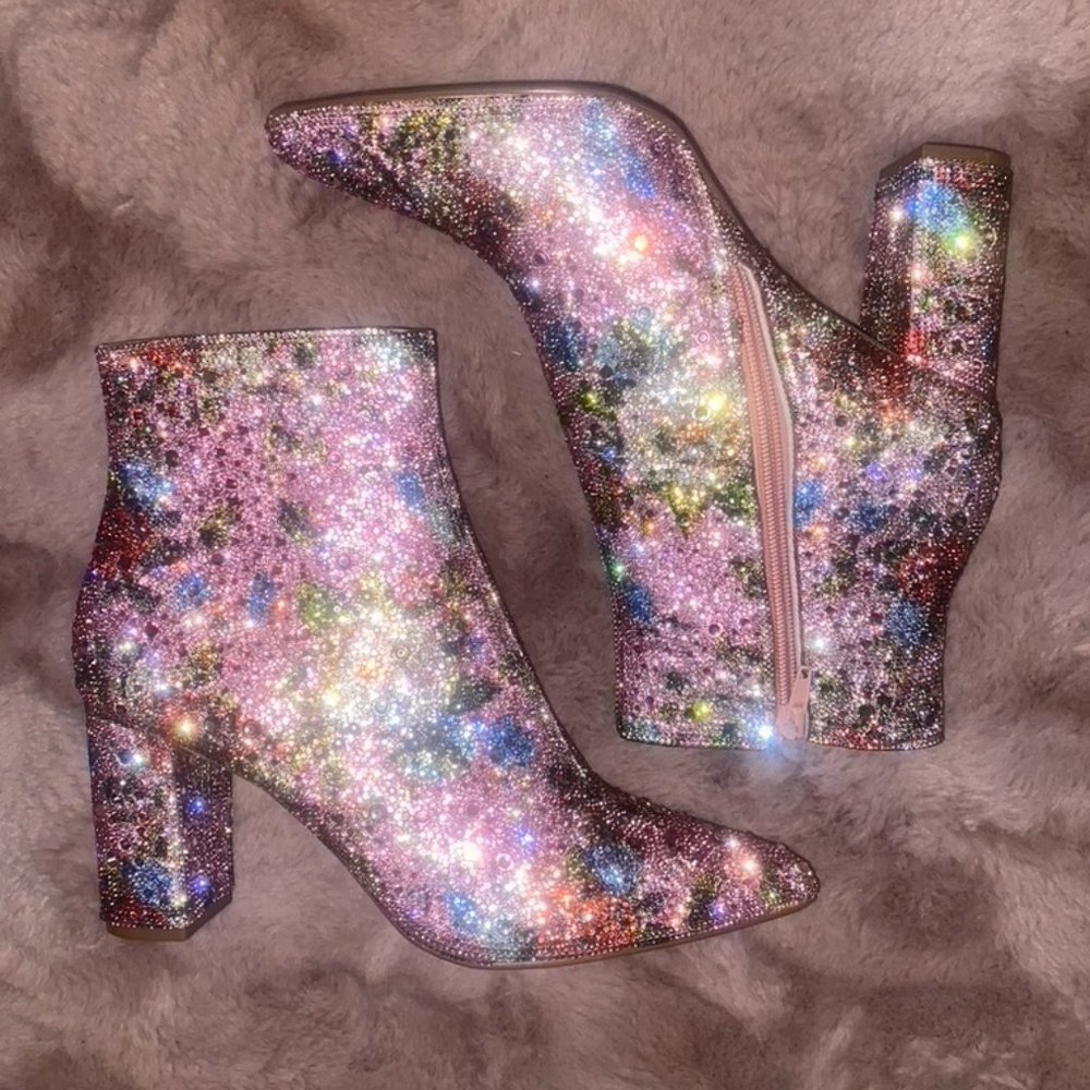 Betsey Johnson Floral Rhinestone Booties - NWT